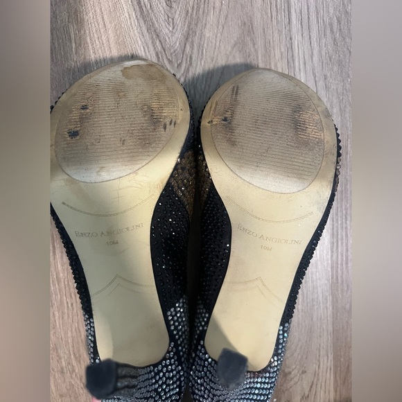Women's Enzo Angiolini Black/Gold/Silver Rhinestone encrusted PeepToe Heels - Picture 6 of 6